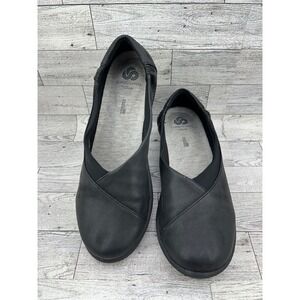 Clarks Cloudsteppers Womens Black Slip On Ballet Flats Shoes‎ 8.5 M